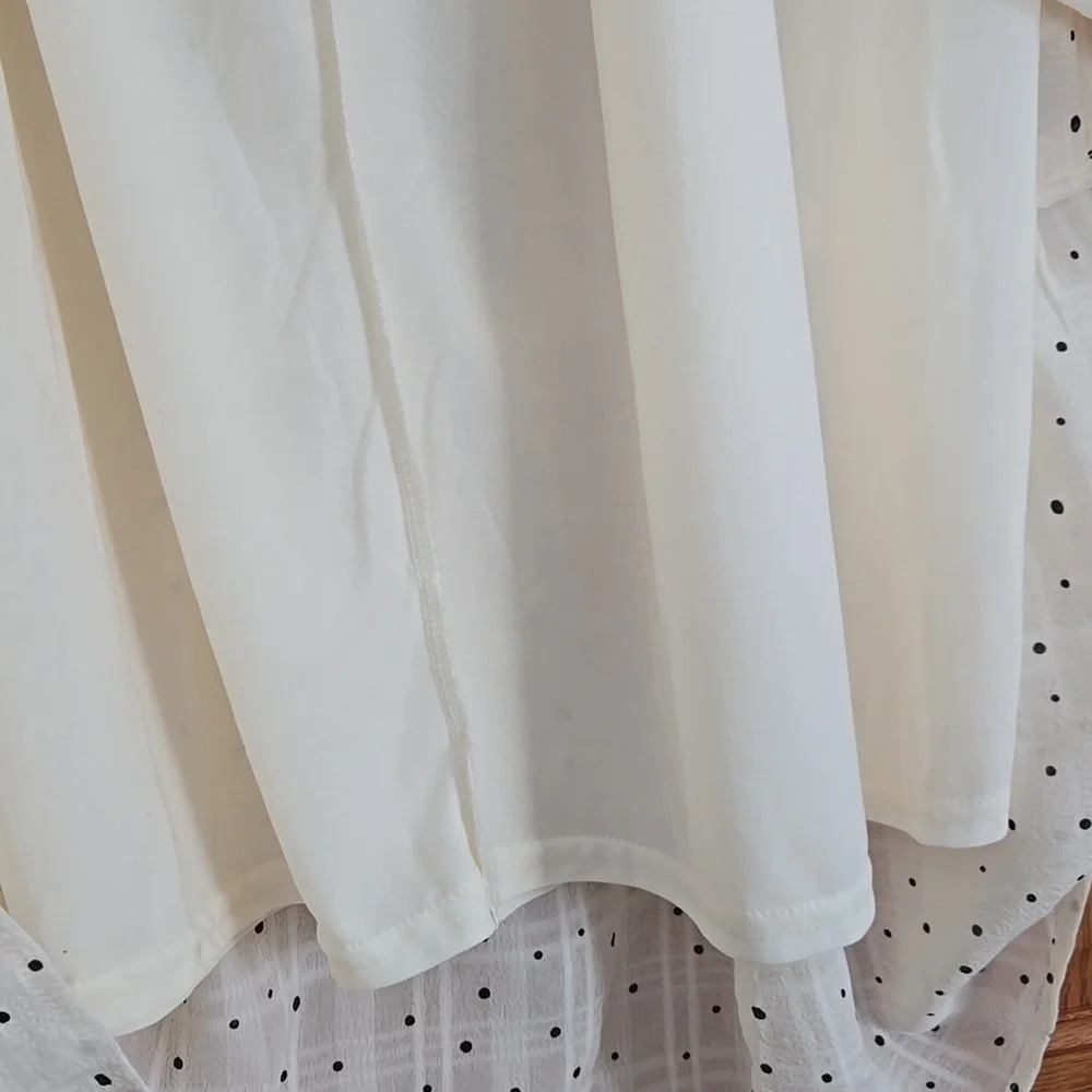 BLU PEPPER Ivory Fully Lined Skirt with Black Polka-Dots size Small - Picture 4 of 11